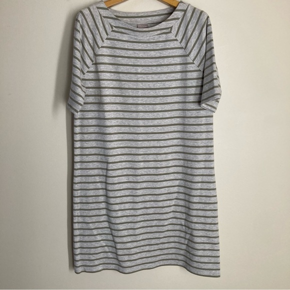 Chico’s Zenergy Size 1 Striped Gray and Green Dress - Picture 1 of 7
